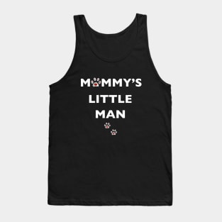 Mommy's little man text with doodle paw prints Tank Top